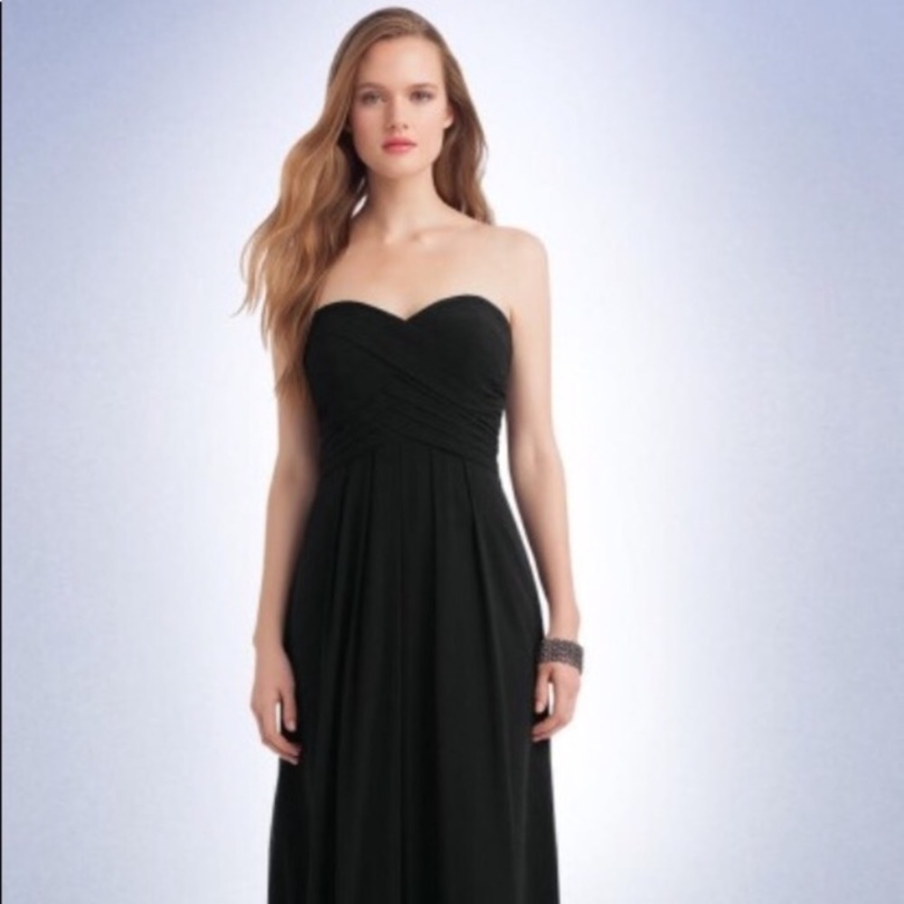 Bill Levkoff Black bridesmaid gown strapless